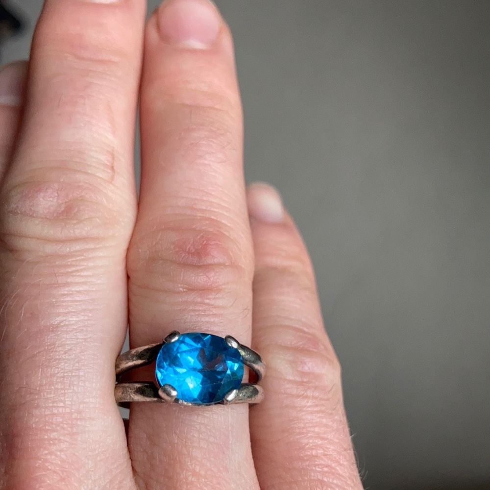 Sterling Silver Blue Gemstone Ring